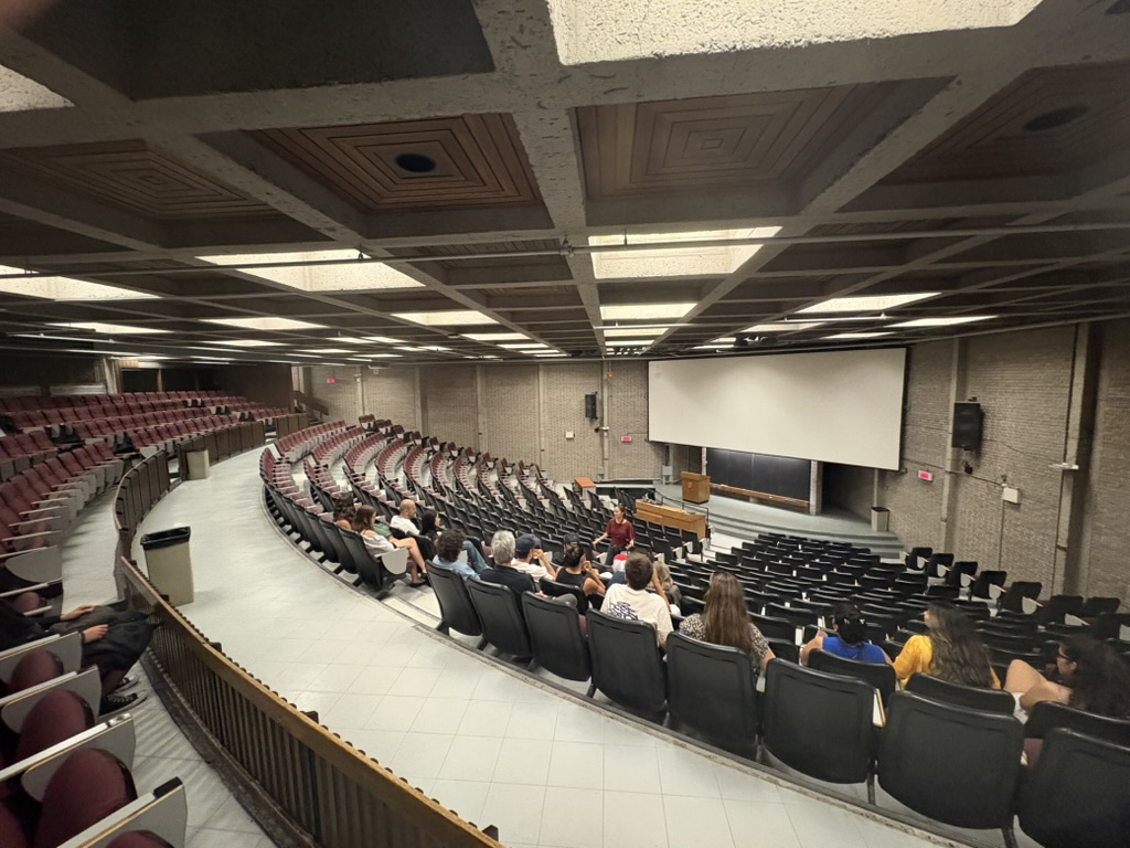 A large amphitheater-style lecture hall in the Leacock Building at McGill University